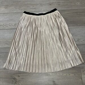 Tommy Hilfiger Metallic Pleated Skirt Womens Size 6 A-Line Party Cocktail Gold